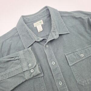 LL Bean Chamois Traditional Fit Flannel Shirt Men 2XL Tall Green Casual Outdoors